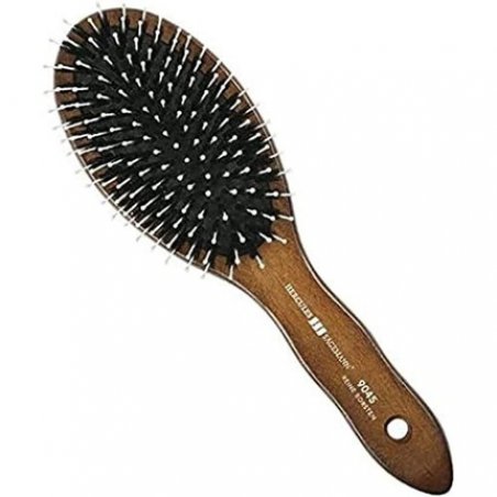 Hercules Sägemann 9045 Paddle Brush Nourishing Natural Hair Boar Bristle with Polyamide Pins Dark Wood