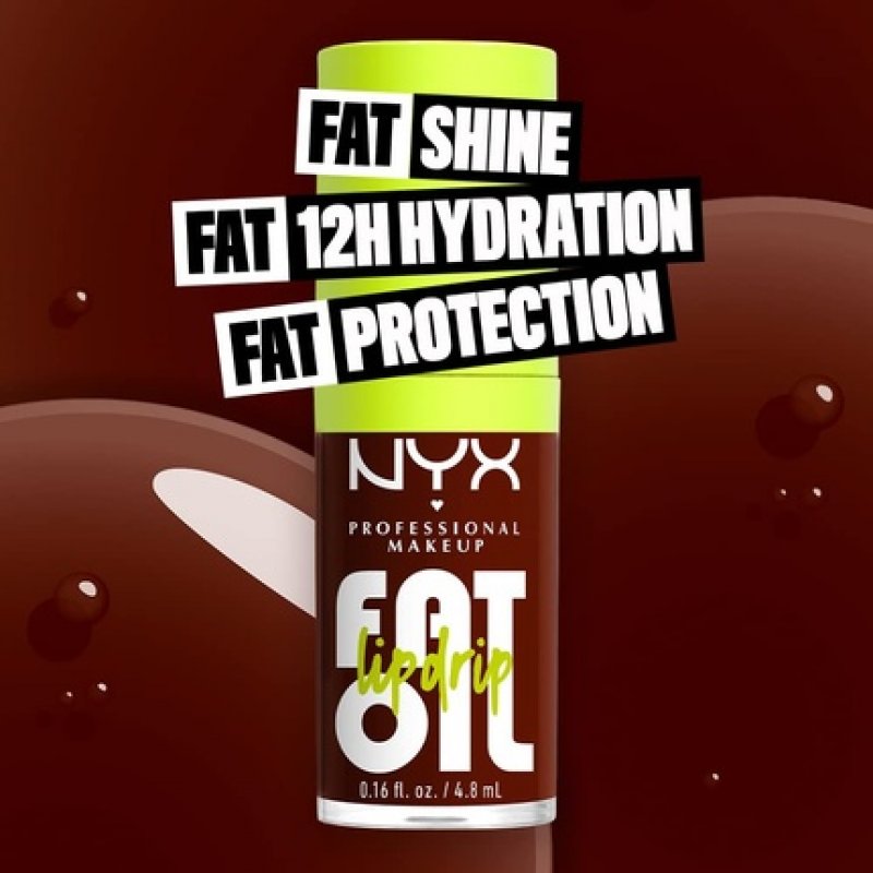 NYX Professional Makeup Fat Oil Lip Drip Moisturizing Vegan Tinted Lip Gloss - Status Update Rich Chocolate