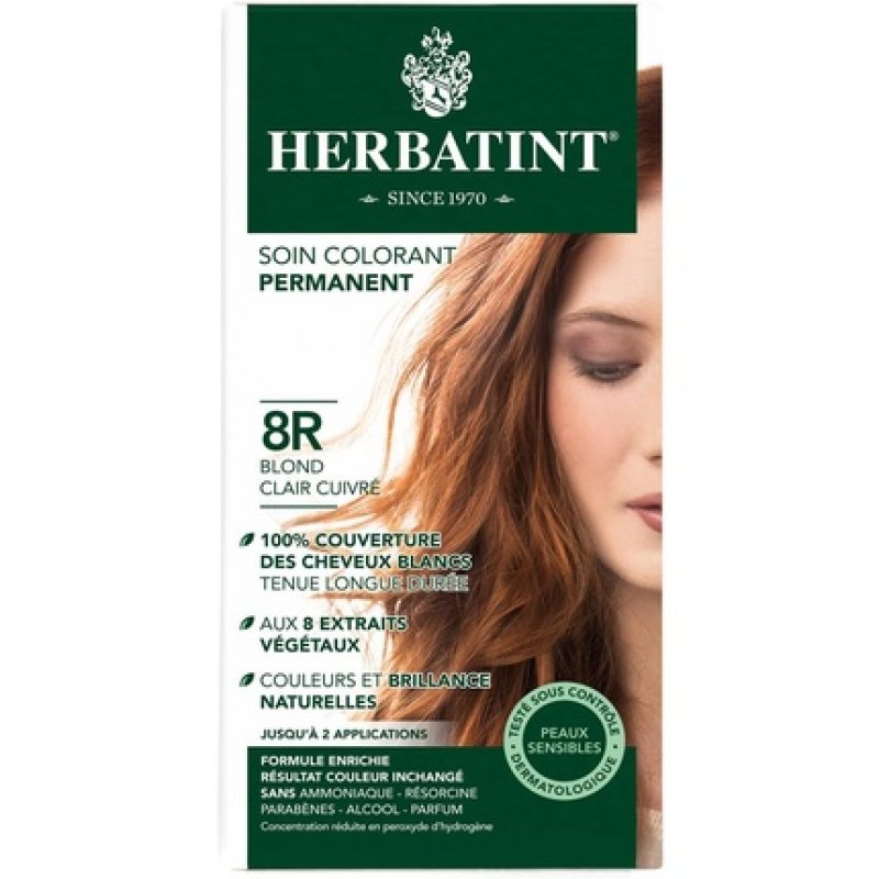 Herbatint Permanent Dye Care of 5 Plant Extracts 150ml 8R Light Blonde Copper