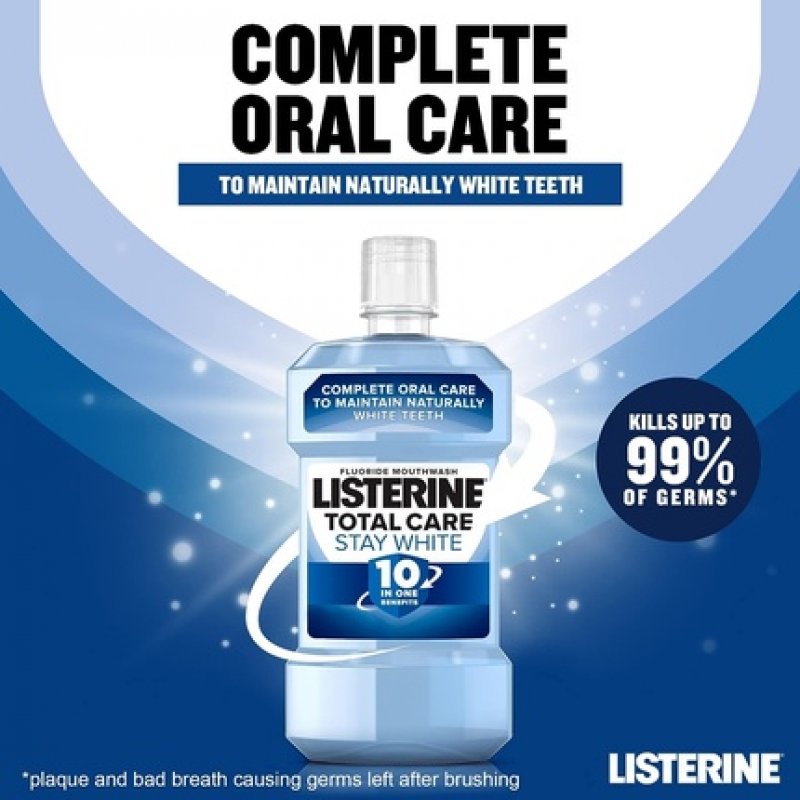 Listerine Advanced Stay White Tartar Control Mouthwash 500ml