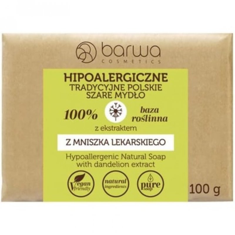 BARWA Hypoallergenic Traditional Polish Grey Soap with Dandelion 100ml