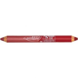 PuroBio Duo-Day and Night Lip Pencil Lipstick Coral Pink and Cherry Red