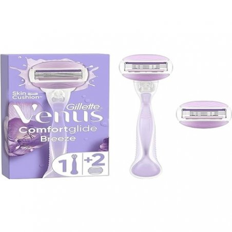 Gillette Venus Comfortglide Breeze Razor 1 Handle 2 Blade Refills 3 Blades Gentle Shaving