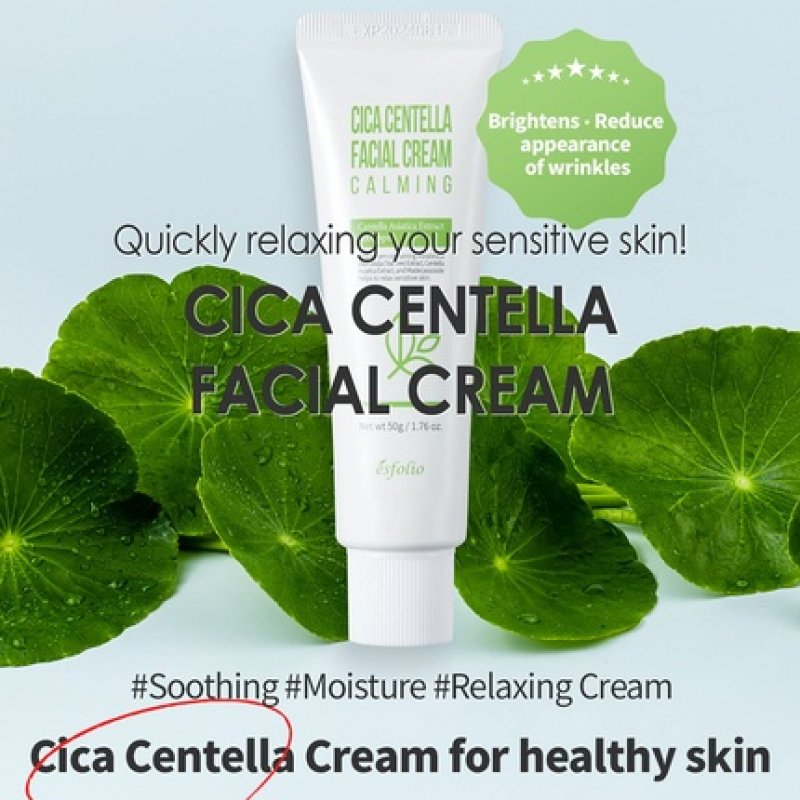 Esfolio Cica Centella Facial Cream 1.76 Fl oz - Intensive Skin Care Calming Soothing