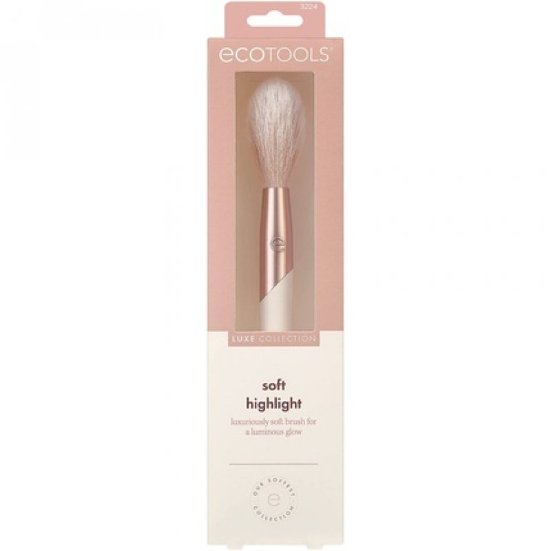 EcoTools Luxe Soft Highlighter Makeup Face Powder Brush Luminous Glow Pink