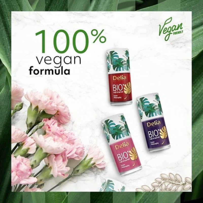 Delia Cosmetics Bio Green Nail Polish RED Vegan Friendly Perfect Opacity and Shine Easy and Fast Application Natural