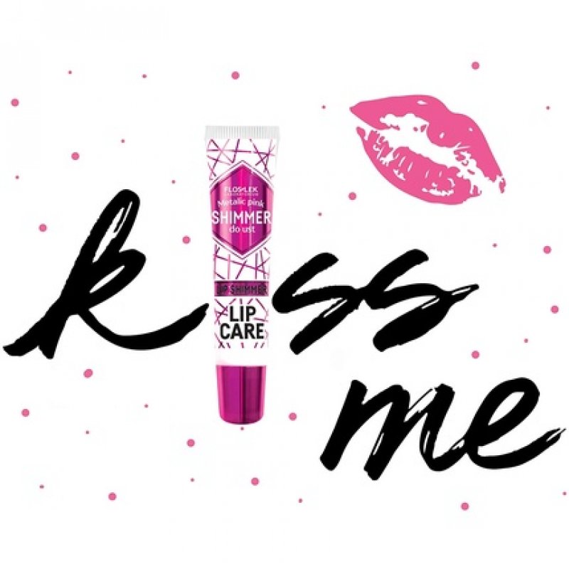 FLOSLEK Lip Shimmer Gloss Metallic Pink 10g Full and Shiny Effect Contains 7 Natural Oils Argan Oil Avocado and
