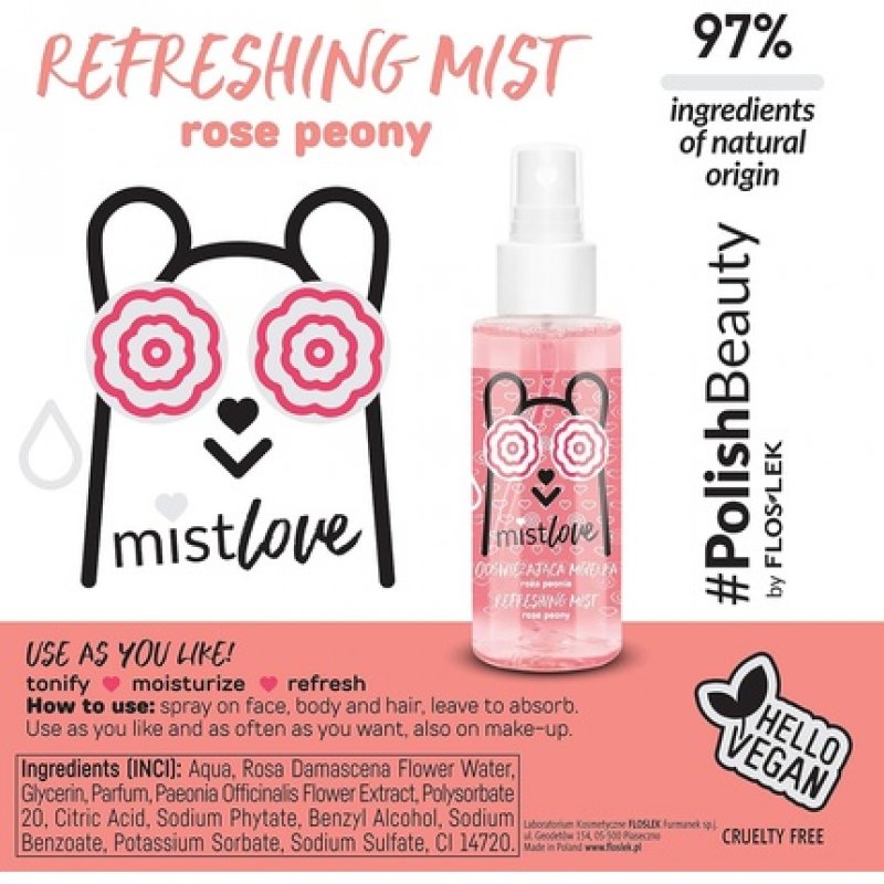 FLOSLEK Refreshing Rose Peony Face Spray 95ml Hydro Boost Express Toner Moisturizer for Dry and Sensitive Skin Vegan