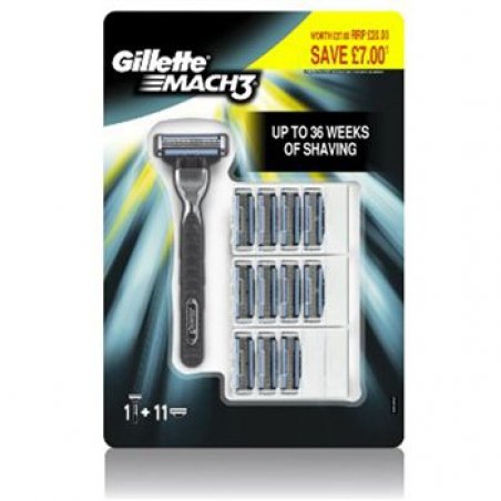 Gillette Mach3 Razor for Men with Lubricated Strips and 12 Refill Blades