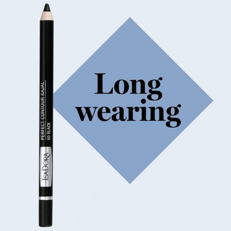 IsaDora Perfect Contour Kajal Black Eyeliner Pencil Soft Intense Hypoallergenic Long Lasting Eye Liner 60 Black