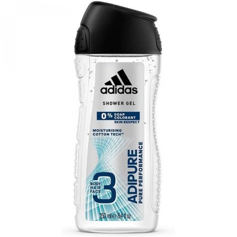 Adidas Adipure 3-in-1 Shower Gel for Men Gentle Cleansing for Body, Hair & Face 250ml