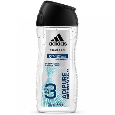 Adidas Adipure 3-in-1 Shower Gel for Men Gentle Cleansing for Body, Hair & Face 250ml