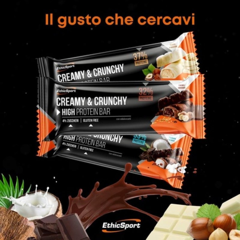 Ethicsport Creamy & Crunchy Protein Bar White and Hazelnut 30g