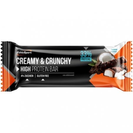 Ethicsport Creamy & Crunchy Protein Bar Dark Chocolate and Coconut 30g
