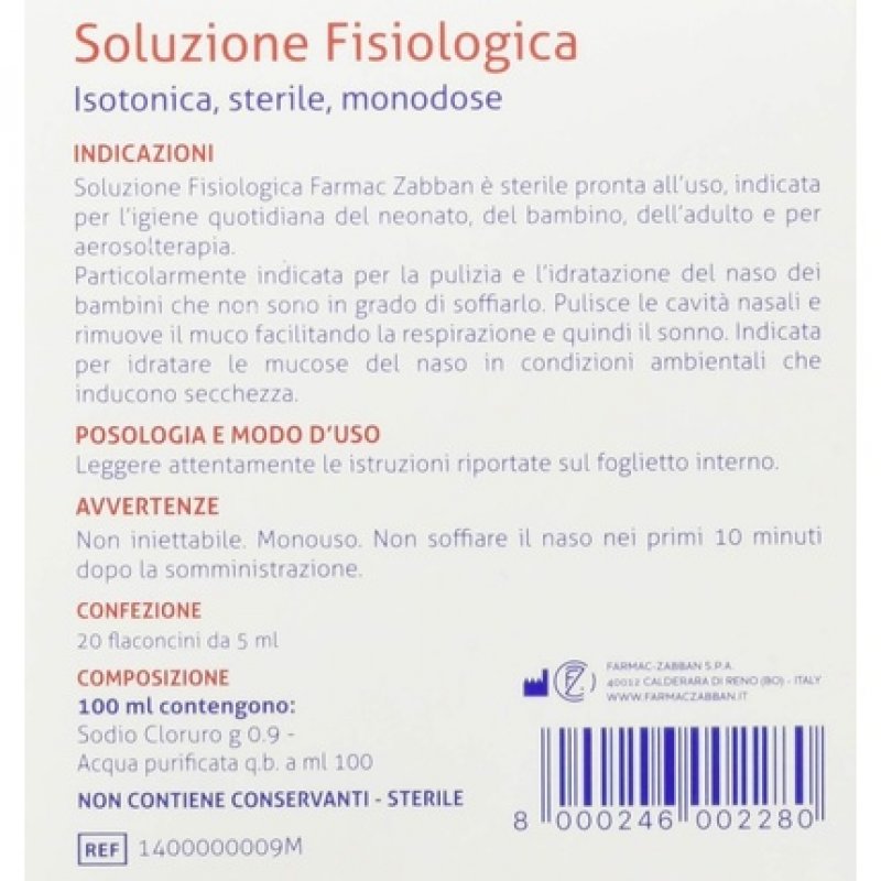 Sterile Physiological Solution for Nasal Hygiene 5ml