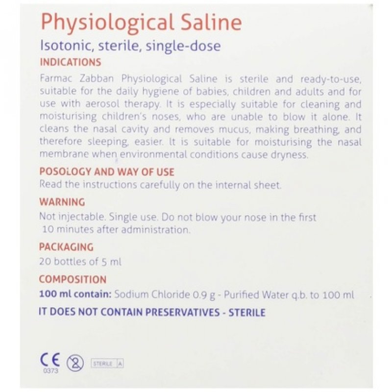 Sterile Physiological Solution for Nasal Hygiene 5ml