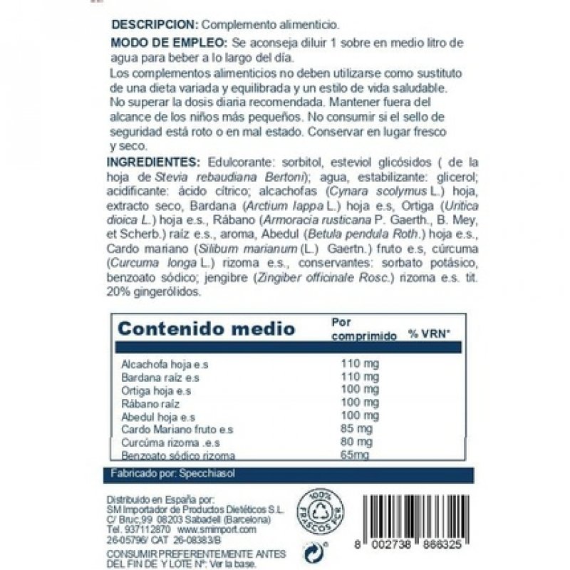 Specchiasol Primum Drenante Integratore Minidrink Lime Flavor 15 Sticks