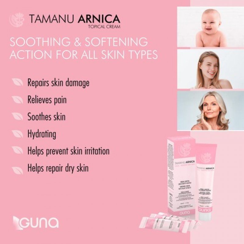 Guna Tamanu Arnica Cream with Calendula and Botanical Plant Extracts for Dry, Chapped Irritated Skin 50ml
