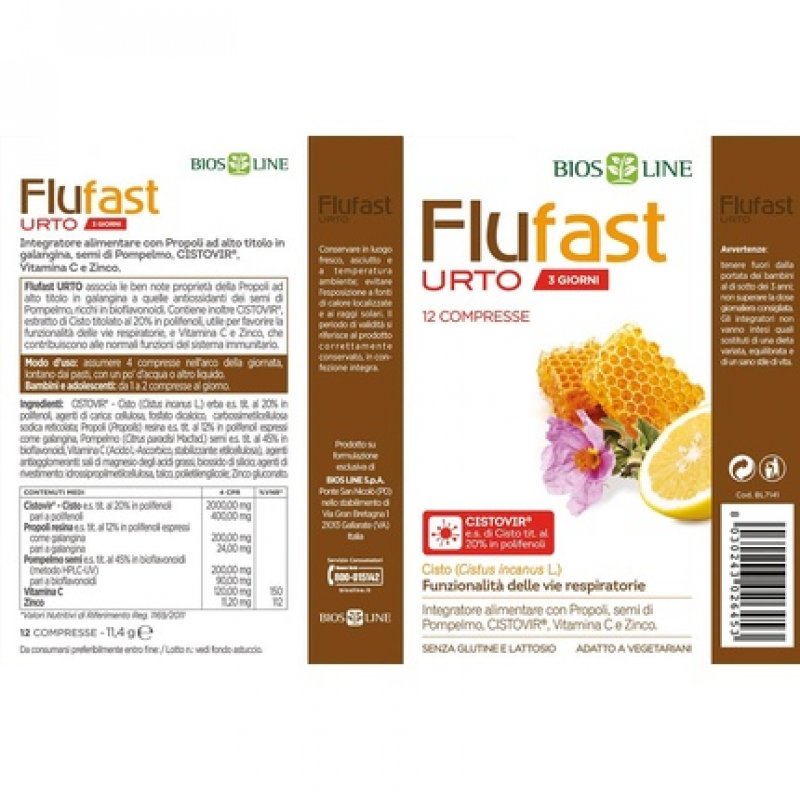 Bios Line Apix Propoli Flufast Urto 3 Days 12 Tablets
