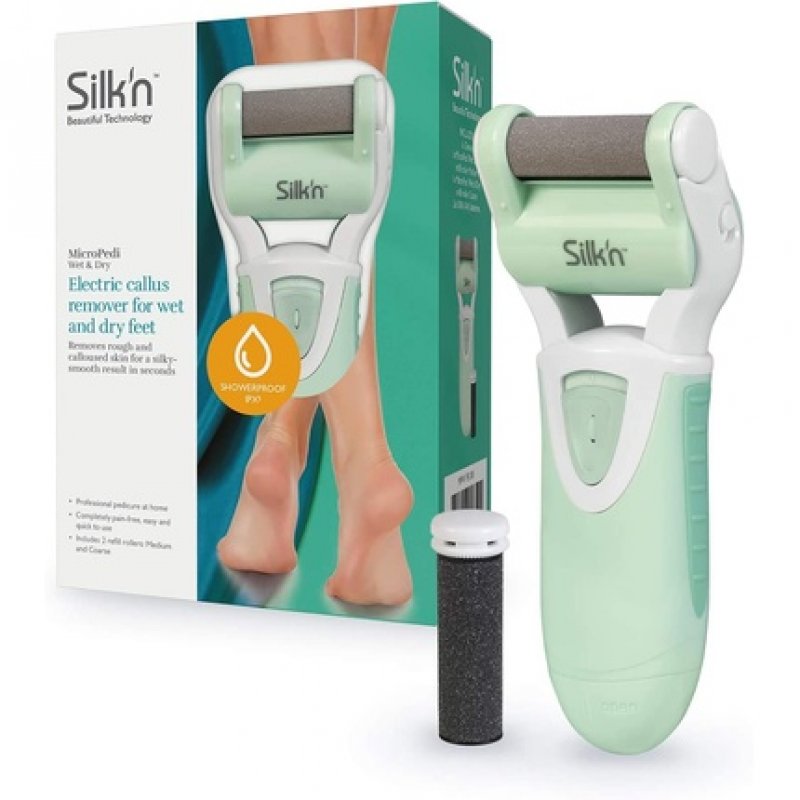 Silk'n Callus Remover Battery Operated with 2 Treatment Rollers Medium and Coarse MicroPedi Wet & Dry