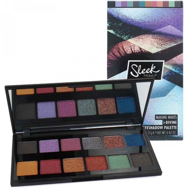 Sleek MakeUP i-Divine Eyeshadow Palette 12 Shades Matte Shimmer Foil Due-Chrome Blendable Highly Pigmented Making Waves