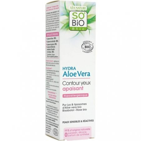 SO'BiO étic Cosmebio Hydra Aloe Vera Hypoallergenic Soothing Eye Contour for Sensitive and Reactive Skin 15ml