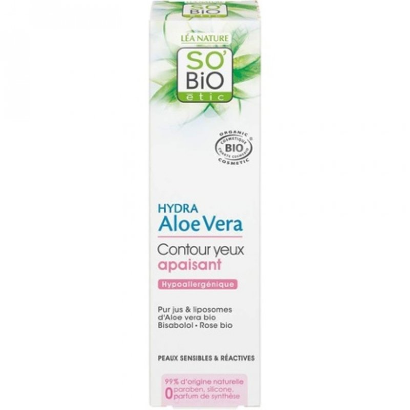 SO'BiO étic Cosmebio Hydra Aloe Vera Hypoallergenic Soothing Eye Contour for Sensitive and Reactive Skin 15ml