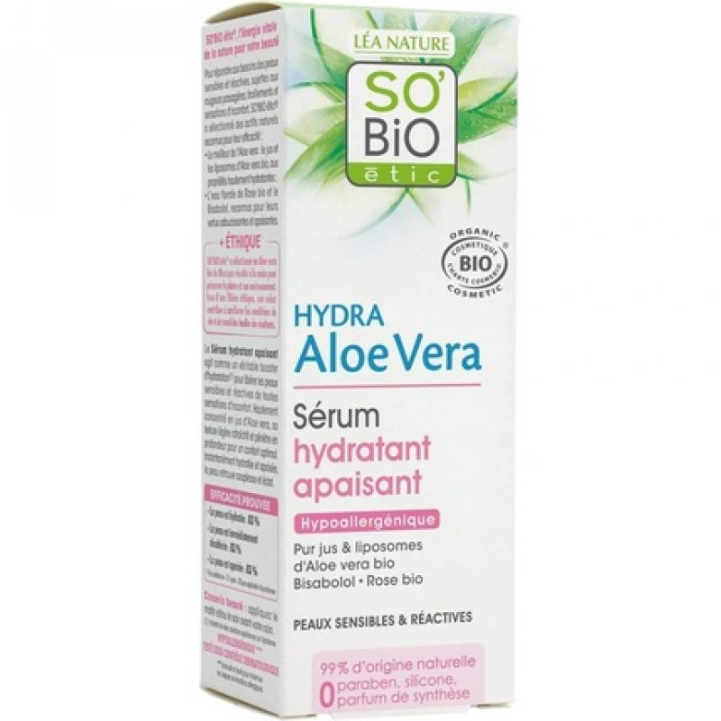 SO'BiO étic Hypoallergenic Sensitive and Reactive Skin Cosmebio Hydra Aloe Vera Soothing Moisturizing Serum 30ml