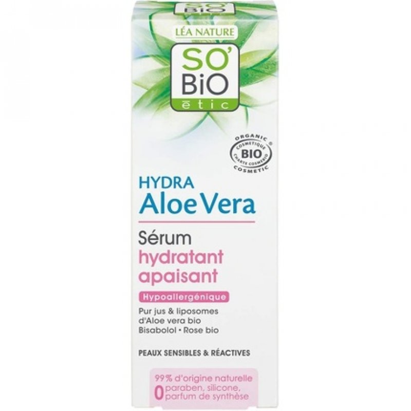 SO'BiO étic Hypoallergenic Sensitive and Reactive Skin Cosmebio Hydra Aloe Vera Soothing Moisturizing Serum 30ml