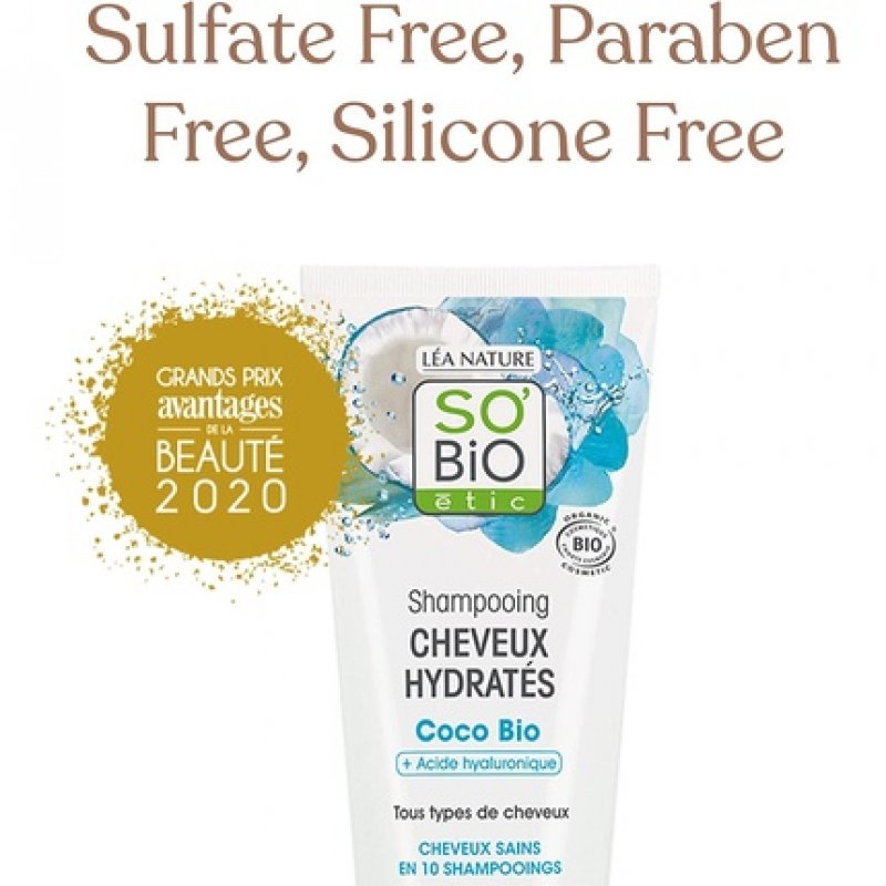 SO'BiO étic Cosmos Shampoo with Organic Coconut and Hyaluronic Acid 250ml