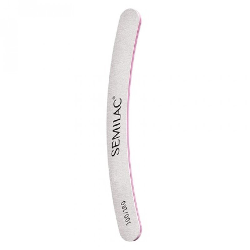 Semilac Banana Nail Files with Curved Shape Double-Sided Files with Medium Grit 100/180 Nail Files for Natural Nails