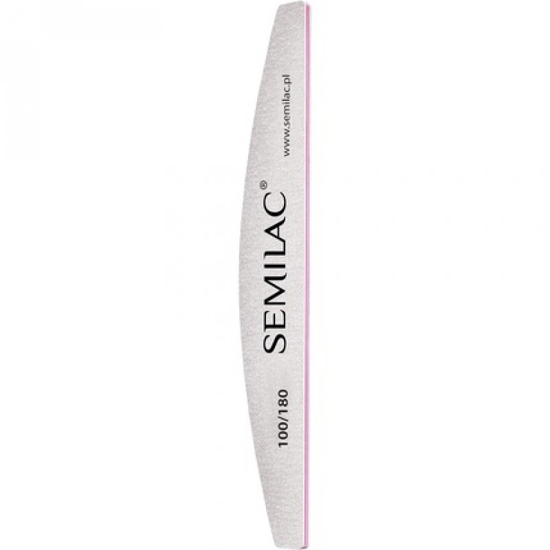Semilac Half Moon Nail File 100/180 for Manicure and Pedicure - Smooths Natural and Acrylic Nails