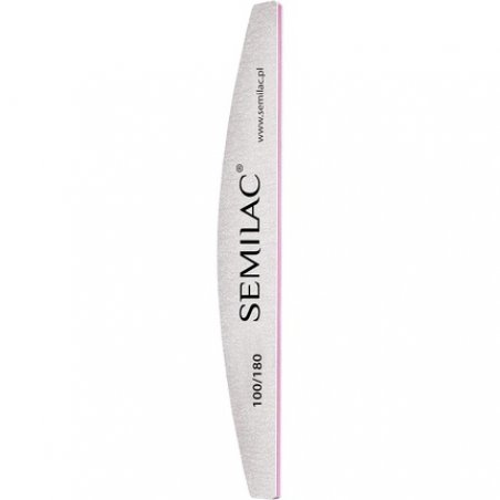 Semilac Half Moon Nail File 100/180 for Manicure and Pedicure - Smooths Natural and Acrylic Nails