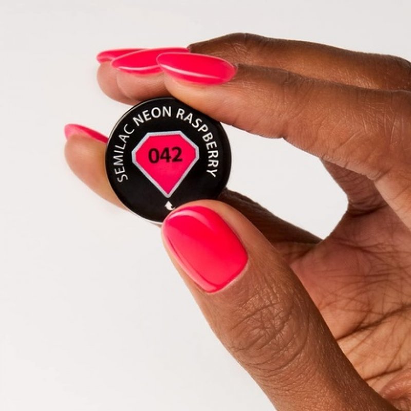 Semilac UV Nail Polish Neon Color 042 Neon Raspberry 7ml - UV LED Nail Polish for Intense and Long-Lasting Colorful