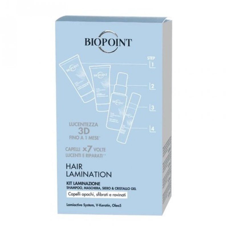 Biopoint Hair Lamination Kit: 3D Shine Shampoo 20ml Reconditioning Mask 20ml Laminating Serum 20ml Sublimator Gel