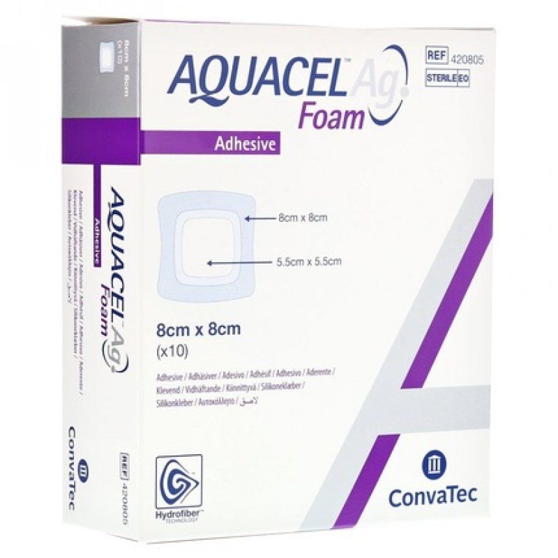 ConvaTec 3824810 Aquacel Foam Dressing Adhesive Square 8cm Width 8cm Length