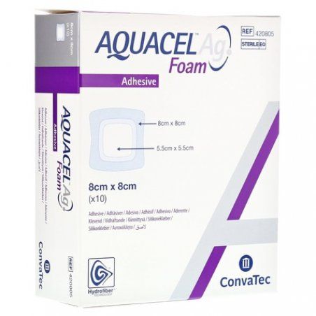 ConvaTec 3824810 Aquacel Foam Dressing Adhesive Square 8cm Width 8cm Length