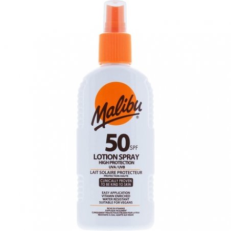 Malibu Sun SPF 50 Lotion Spray High Protection Sun Cream Vitamin Enriched 200ml