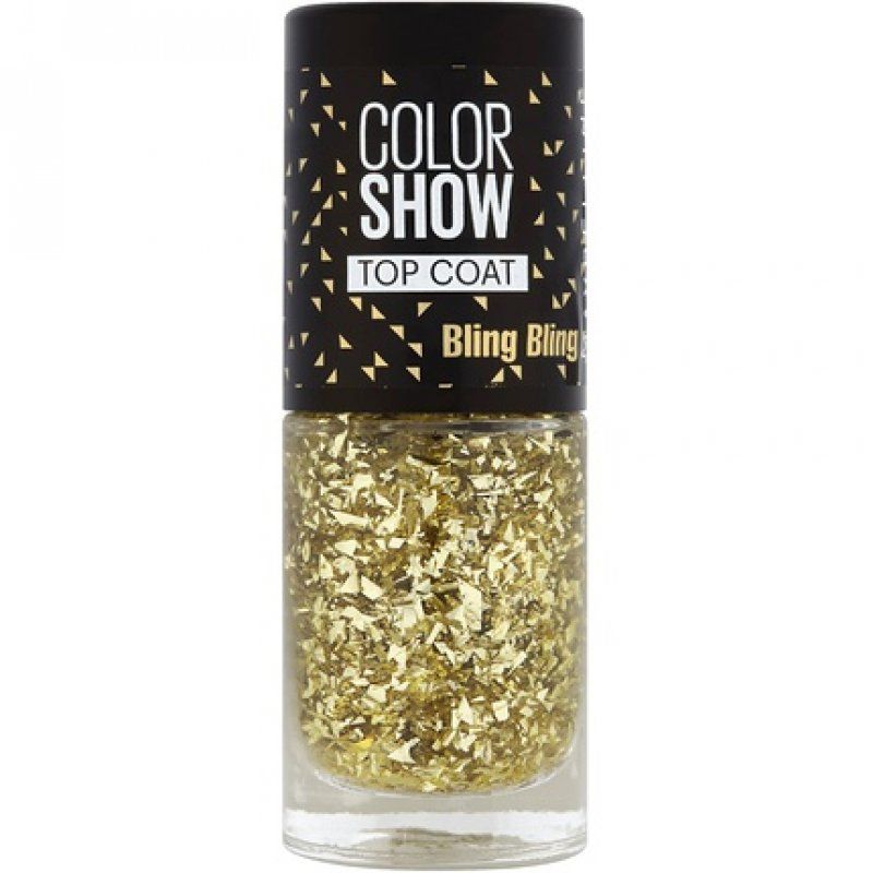 Gemey Maybelline Colorshow Top Coat Nail Polsih 95 Bling Bling Glitter Gold