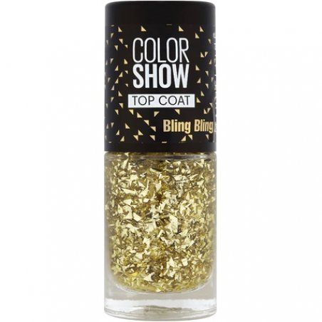 Gemey Maybelline Colorshow Top Coat Nail Polsih 95 Bling Bling Glitter Gold