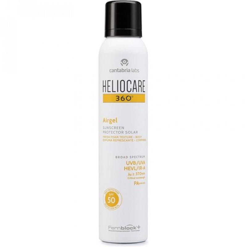 Heliocare 360 Airgel SPF50 200ml Mousse Sunscreen for Face and Neck UVA UVB Visible Light Infrared-A Anti-Ageing Sun