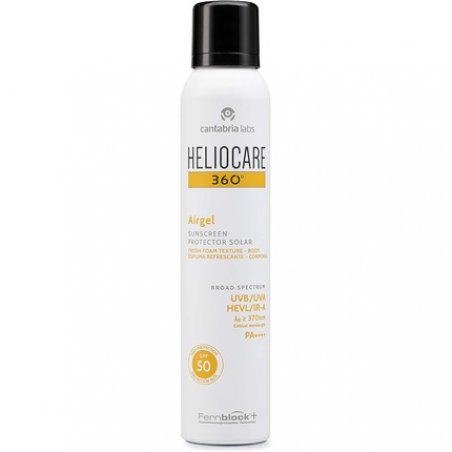 Heliocare 360 Airgel SPF50 200ml Mousse Sunscreen for Face and Neck UVA UVB Visible Light Infrared-A Anti-Ageing Sun