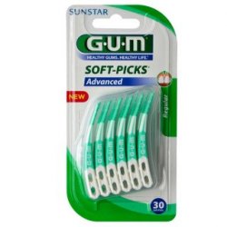 Gum Dental Soft Picks Advanced 30 Piece with Travel Case Regular