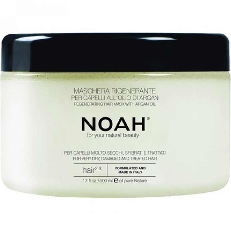 NOAH 2.3 Regenerating Mask with Argan Oil for Dry and Damaged Hair 500ml - Made in Italy - Cruelty Free, No SLS or