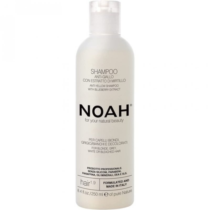 NOAH 1.9 Anti-Yellow Shampoo with Blueberry Extract 250ml - Made in Italy - Cruelty Free Nickel Tested