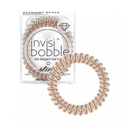invisibobble Slim Hair Ties Bronze - Thin Hair Elastics for Girls and Women with Elegant Look and Strong Hold -