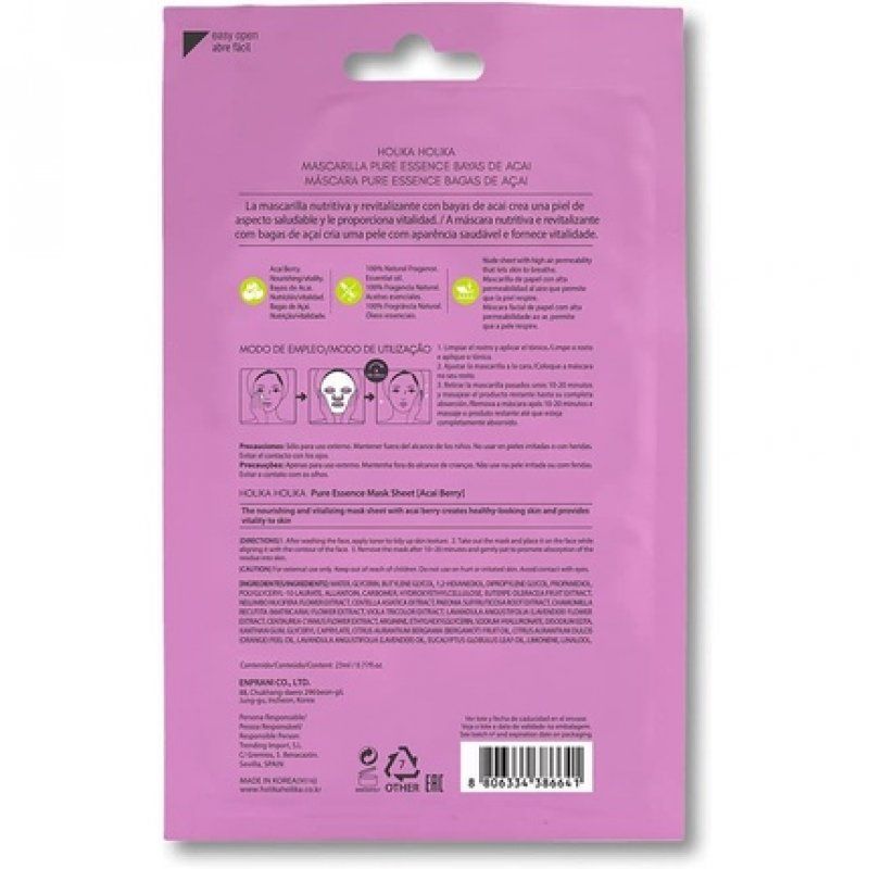Holika Holika Pure Essence Facial Sheet Mask Acai Berry 23ml