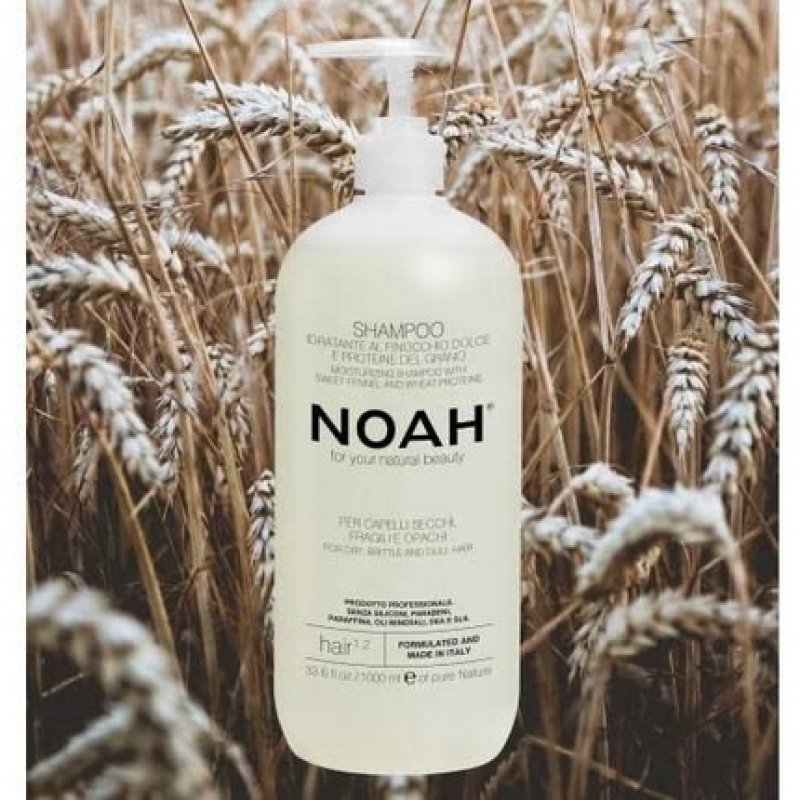 NOAH 1.2 Moisturizing Shampoo with Sweet Fennel and Wheat Protein 1000ml - Made in Italy - Cruelty Free Nickel Tested