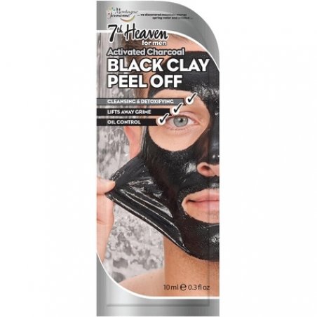 7th Heaven Black Clay Easy Peel-Off Face Mask with Activated Charcoal and Witch Hazel for Men