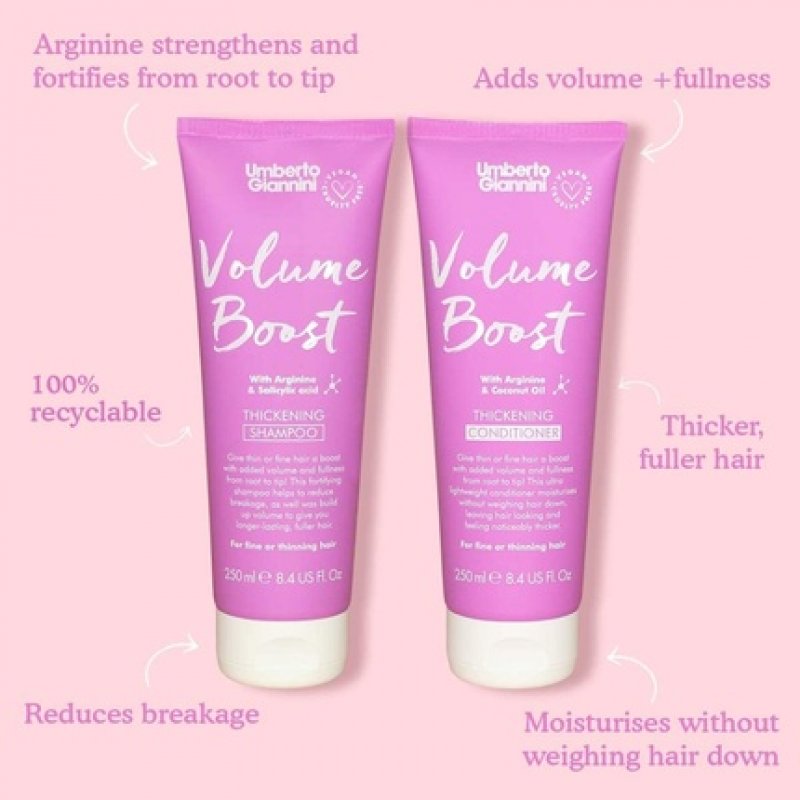 Umberto Giannini Volume Boost Thickening Shampoo for Fine and Thin Hair - Vegan and Cruelty Free 250ml